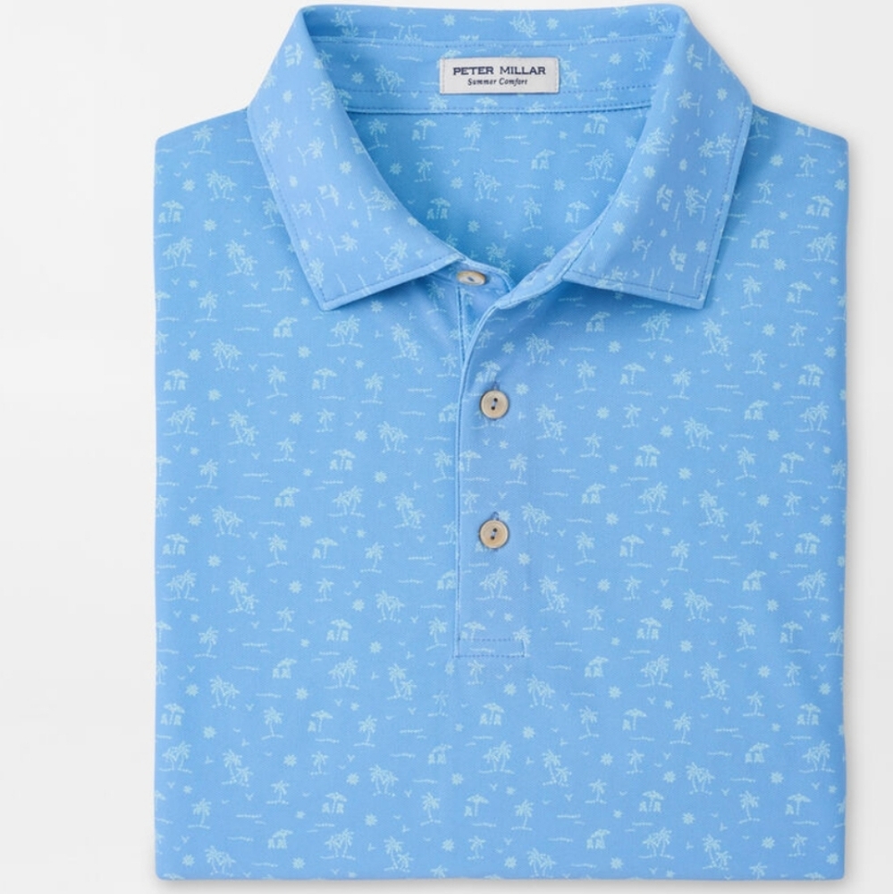 Peter Millar Shark Tooth Island Performance Mesh Polo in Cottage Blue - Picture 4 of 15